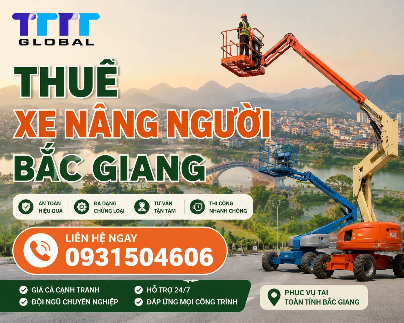 Thuê xe nâng người Bắc Giang