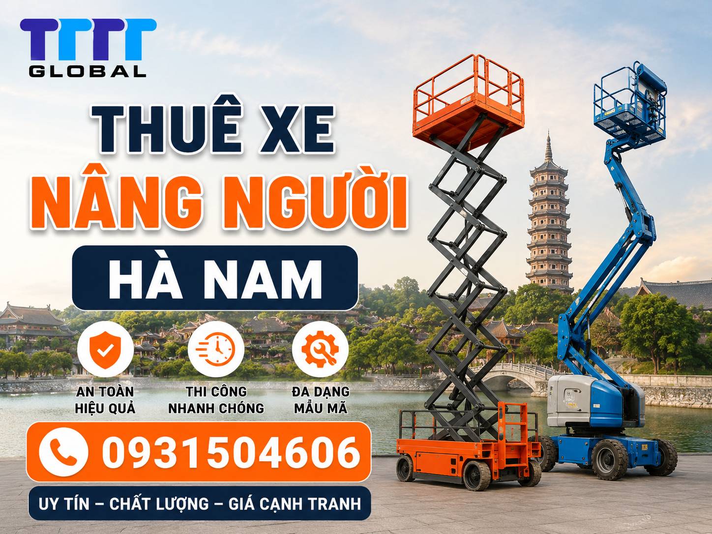 Thuê xe nâng người Hà Nam-Phụ vụ công trình xây dựng? Thuê xe nâng người Hà Nam