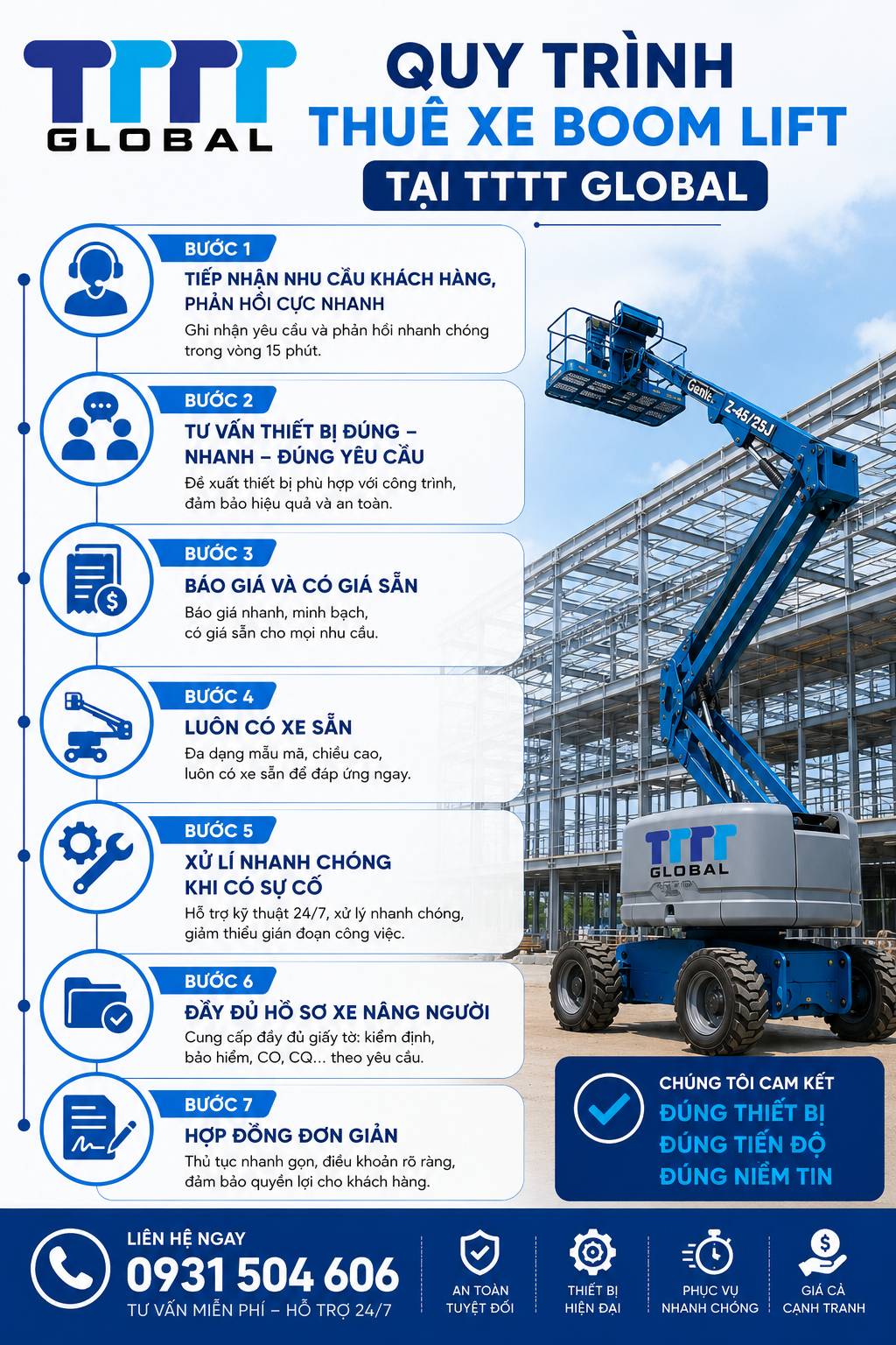 Thuê xe nâng người Cần Thơ Gần KCN nhất? Giá? thuê xe nâng boom lift