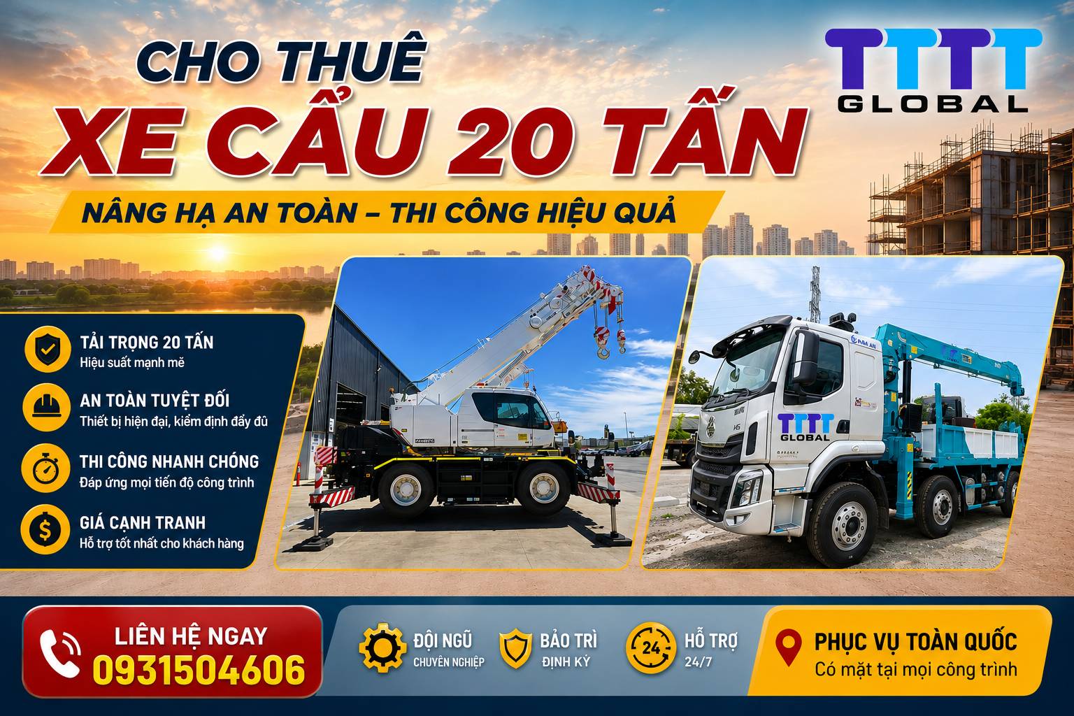 Cho thuê xe cẩu 20 tấn