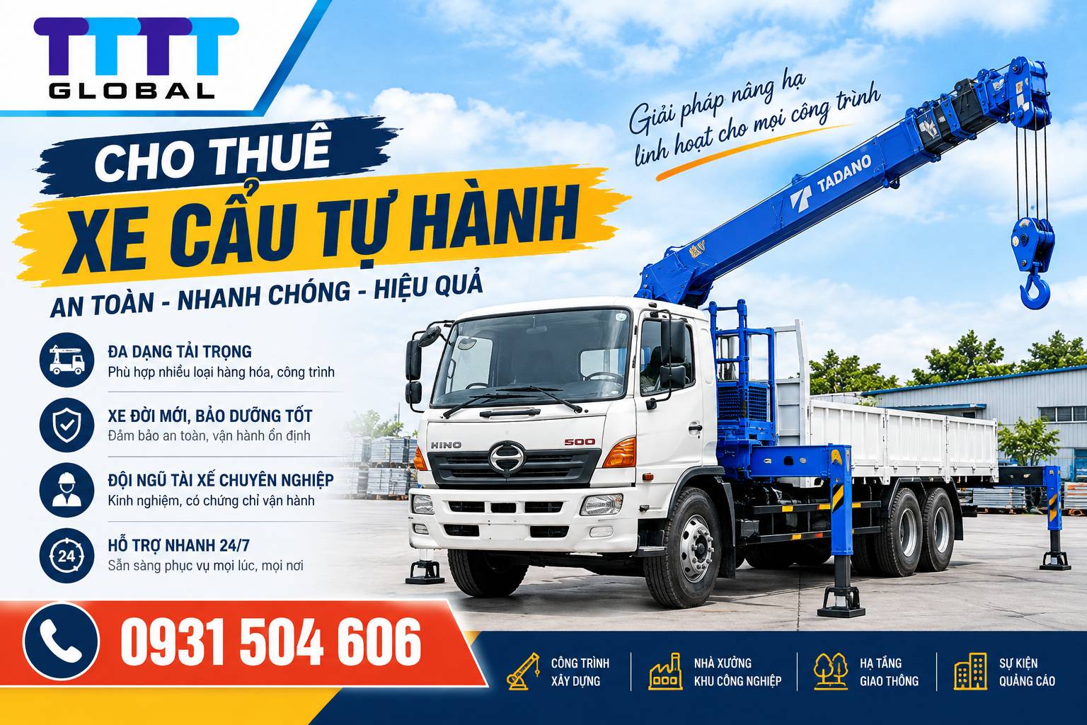 Cho Thuê Xe Cẩu Tự Hành – Giải Pháp Nâng Hạ 5-100m,5-500T? cho thue xe cau tu hanh thung 2