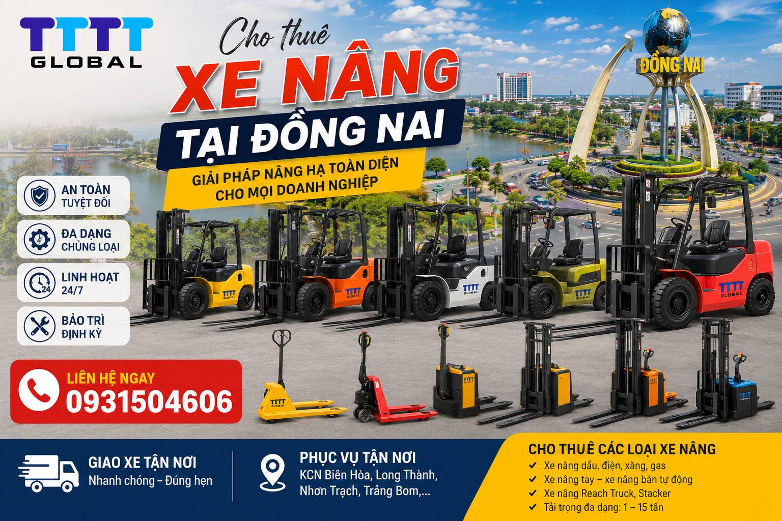 Cho thuê xe nâng tại Đồng Nai – Giá tham khảo, các loại xe và kinh nghiệm lựa chọn Cho thuê xe nâng tại Đồng Nai