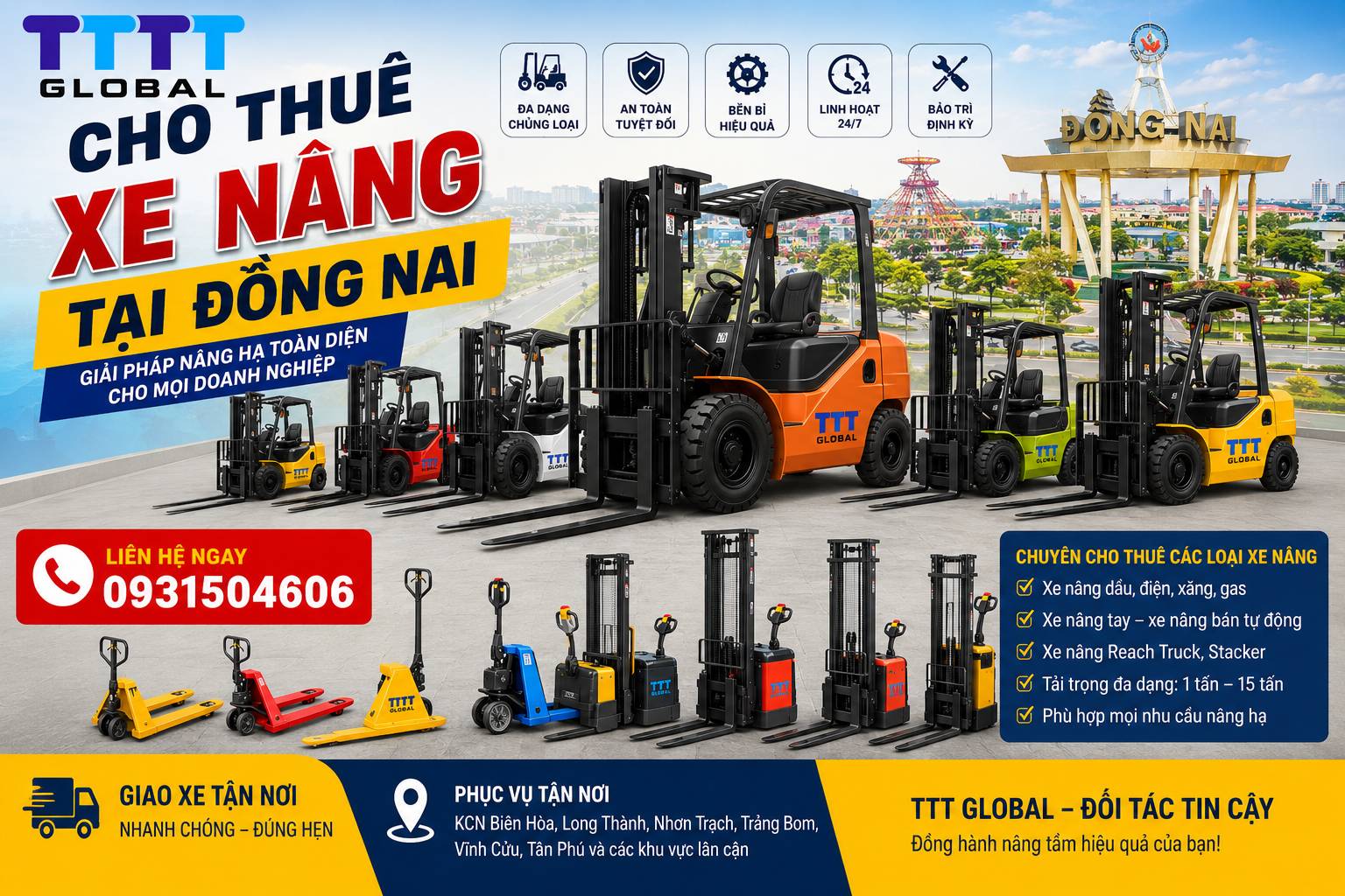 Cho thuê xe nâng tại Đồng Nai – Giá tham khảo, các loại xe và kinh nghiệm lựa chọn Cho thuê xe nâng tại Đồng Nai
