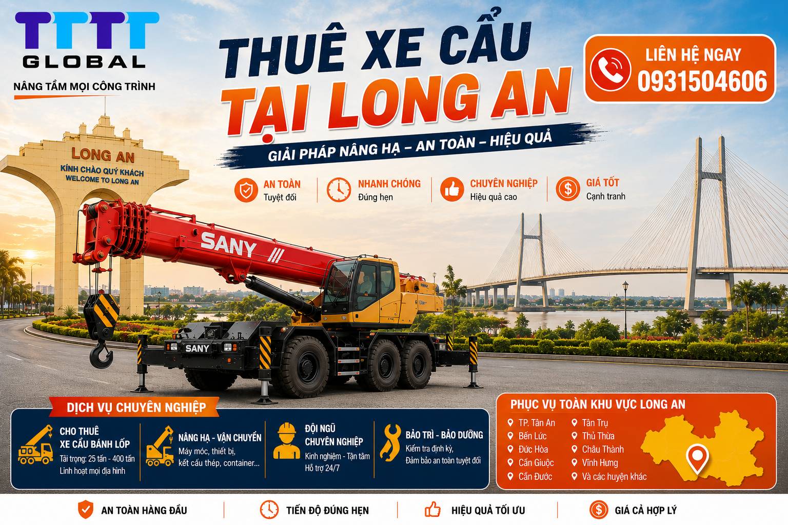 Cho thuê xe cẩu tại Long An